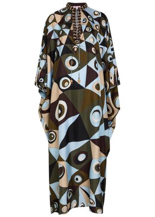 Pucci Printed Crystal-embellished Silk Maxi Kaftan Dress - Multicoloured - 42 (UK10 / S)
