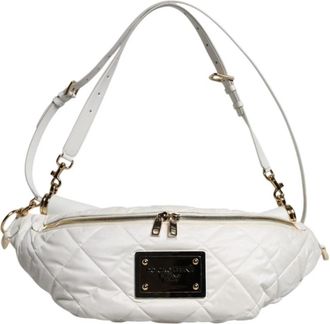 Dolce & Gabbana Quilted Logo Plaque Fanny Pack - Dames - Schoudertassen - Wit - ONE Size - Leer - Tassen