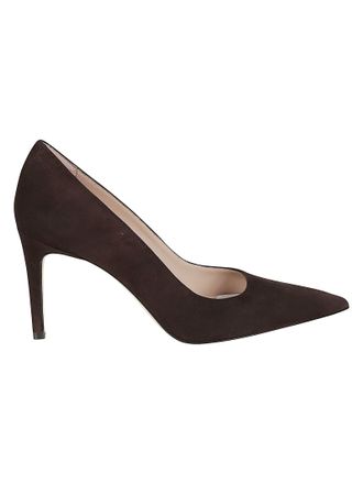 Stuart Weitzman Stuart Power 85 Pointed-Toe Suede Pumps