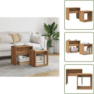 vidaXL Tavolino in legno - vidaXL Tavolini Impilabili 2 pz Rovere Artigianale in Truciolato - Tavolino rovere