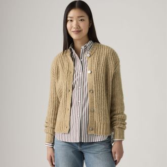 Levi's Luna Shell Button Cardigan - Womens - L - Neutral / Heather Caramel