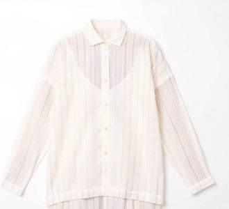 Lauren Manoogian Womens Lines Long Sleeve Shirt In White