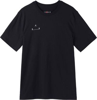 Nike Jordan Mens Air Jordan Solid Color Alphabet Logo Printing Round Neck Casual Short Sleeve Black T-Shirt DQ7359-010