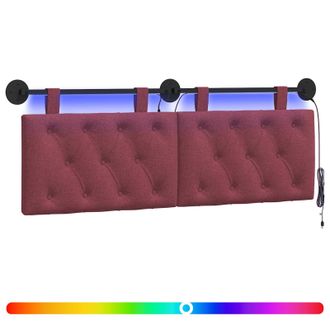 vidaXL Cabecero Colgante Con Luz Led Rojo Vino Tela Vidaxl