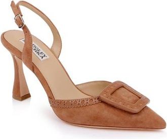 Badgley Mischka Yanira Slingback Pointed Toe Pump in Coffee Suede at Nordstrom, Size 5.5