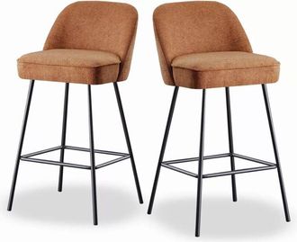 Ainpecca Ainpecca - Modern Bar Stools Set of 2, High-Resilience with Spring Cushion and Metal Legs, Breakfast Bar Stools Armless Padded Back Breakfast Counter