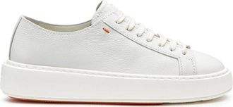 Santoni Leren sneaker van getrommeld leer - Dames - Sneakers - Wit - 37 1/2 EU - Leer - Schoenen