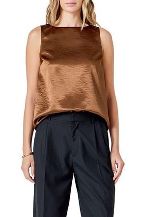 endless rose Satin Velvet Sleeveless Top in Chocolate at Nordstrom Rack, Size X-Small