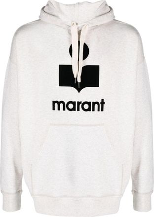 Isabel Marant Miley logo-print hoodie - men - Polyester/Cotton - M - Grey