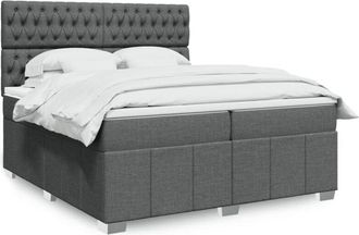vidaXL Cama Box Spring Con Colch&oacute;n Tela Gris Oscuro 200x200 Cm Vidaxl
