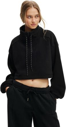 Cotton On Womens Active Explorer Polar Fleece Half Zip Jumper in Black at Nordstrom, Size X-Large