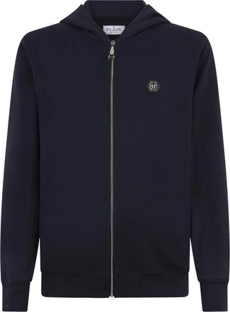Philipp Plein Zip Hoodie Basic - Heren - Vesten met rits - Blauw - M - Katoen - Hoodies & sweatvesten
