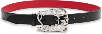 Christian Louboutin Giddy Leather Belt - Black And Silver - 90 (UK14/ L)