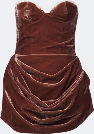 Magda Butrym Crochet-trimmed ruched velvet minidress