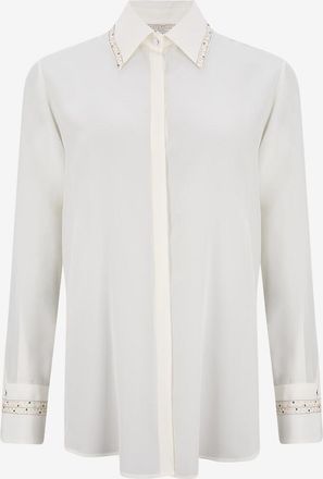 Antonelli Transparente Langarm-Bluse aus Cr&ecirc;pe