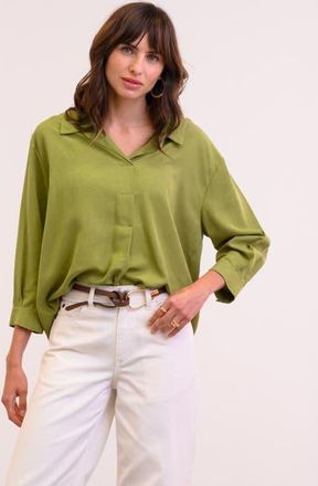 Celtic & Co. Linen Blend Relaxed Blouse in Fennel at Nordstrom, Size 12