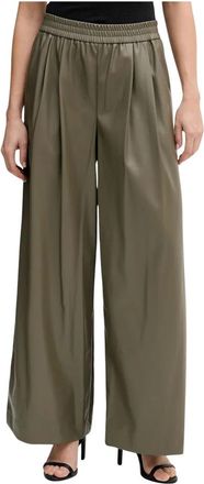 Benetton Wijde broek - Dames - Broeken - Groen - Maat: S Leer
