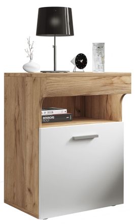 ebuy24 Ebuy24 - Mueble De Noche Vcm Mesita Lateral Con Puerta Giratoria Mesita De Noche Dimensiones Aprox. Al. 61 X An. 45 X T. 39 Cm - Slepal M (roble De Mi