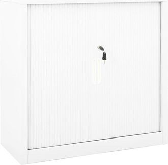 vidaXL Sliding Door Cabinet White 90x40x90 cm Steel Vidaxl