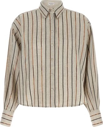 Brunello Cucinelli Beige Linen Womens Blouse