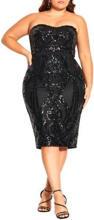 City Chic Sofia Sequin Sheath Cocktail Dress in Black at Nordstrom Rack, Size 12W