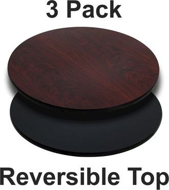 Flash Furniture 3 Pk. 24 Round Table Top with Black or Mahogany Reversible Laminate Top