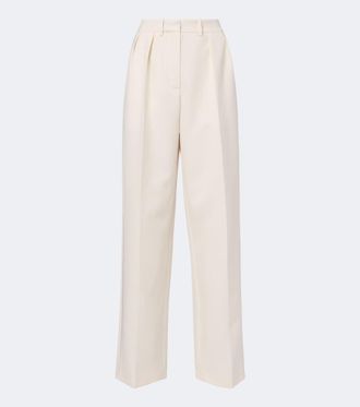Magda Butrym Pleated silk and wool wide-leg pants