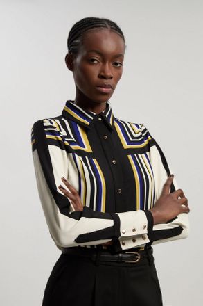 Karen Millen Womens Contrast Stripe Twill Woven Shirt - Multicolour - Size 8 UK