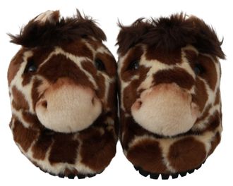 Dolce & Gabbana Womens Giraffe-Print Acrylic Slipper Brown Polyester