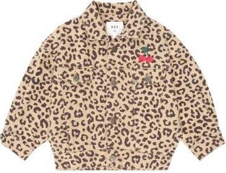 Huxbaby Very Cherry Leopard Print Denim Jacket in Animal at Nordstrom, Size 6-12M Au