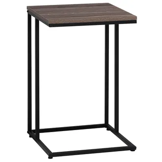 Beliani Beliani - Mesa Auxiliar De Madera Gris Pardo Forma De U Marco De Metal Negro Estilo Industrial Tablero De Part&iacute;culas Sala De Estar Troy