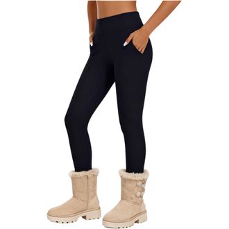 Generic Fleece Lined Leggings for Women UK Tummy Control High Waisted Thermal Bottoms Ladies Thick Leggings Yoga Pants Warm Winter Clothing (UK, Alpha, L, Reg