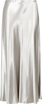 Alberta Ferretti Rokken, Dames, Grijs, M, Satijn, Satijnen Maxi Rok