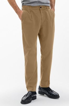 Rag & Bone Evan Trim Fit Pleated Stretch Cotton Chinos in Bark at Nordstrom, Size 31