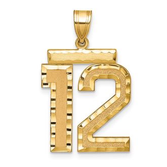 Diamond2Deal 14k Yellow Gold Large Brushed Diamond-cut Number Charm Pendant