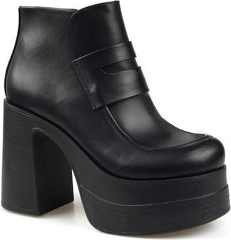 Candie's Alesia Platform Bootie in Black Faux Leather at Nordstrom, Size 11
