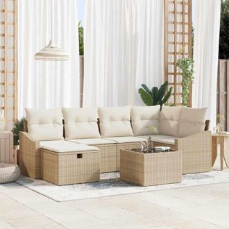 vidaXL Vidaxl - Conjunto De Sof&aacute; De Jard&iacute;n 7 Pcs Beige 55 X 62 X 69 Cm