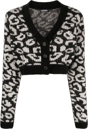 J.Lindeberg Mallory Leopard-Pattern Cardigan - Womens - Wool/Nylon/Spandex/Elastane/Alpaca