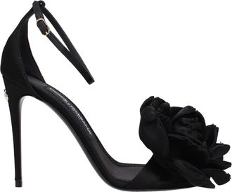 Dolce & Gabbana Black Satin Stiletto Heel Womens Sandals