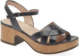 Wonders Ankle Strap Platform Sandal in Tokat Black at Nordstrom, Size 9.5-10Us