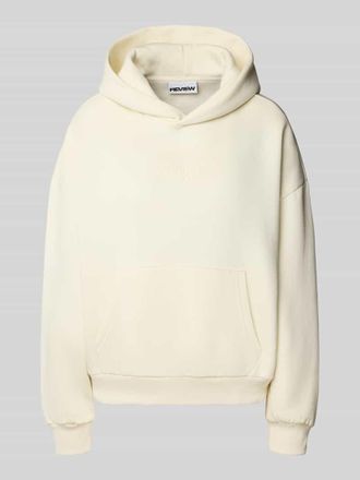 Review Hoodie mit Label-Stitching und K&auml;nguru-Tasche in Offwhite, Gr&ouml;&szlig;e XL