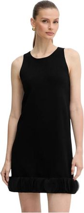 Twinset Korte Gebreide Jurk met Organza - Dames - Korte kleedjes - Zwart - L - Organza - Kleedjes