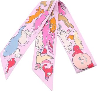 Hermès 2020s Mille et Un Lapins ribbon scarf - women - Silk - One Size - Pink