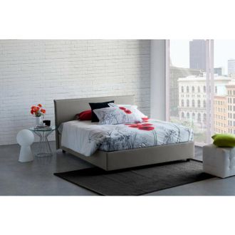 Dmora Dmora - Cama Matrimonial Dansald, Cama Contenedor Con Revestimiento De Tela, 100% Made In Italy, Apertura Frontal, Con Colch&oacute;n Cm 160x200 Incluido, Gr