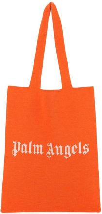 Palm Angels Orange logo print Tote Bag