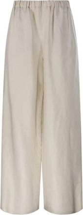Max Mara Oro Pants - Dames - Wijde Broeken - Beige - S - Linnen - Broeken