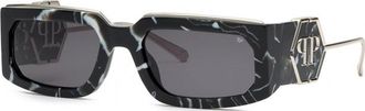 Philipp Plein Womens SPP119M-580Z21 SPP119M 58 0Z21 Sunglasses - Black - One Size