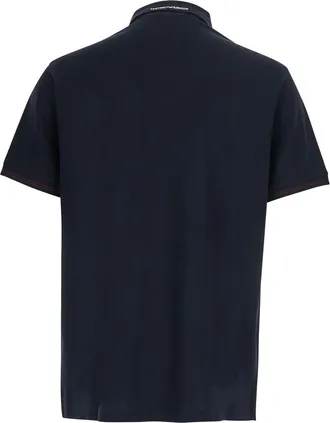 Emporio Armani Mens Piquet Polo Shirt Blue Cotton T-Shirts And Polos