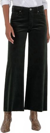 Kut from the Kloth Womens Wide Leg Raw Hem Corduroy Pants In Black