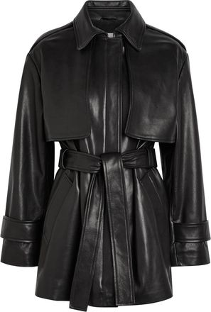 Nour Hammour Priya Belted Leather Jacket - Black - XL (UK16 / XL)